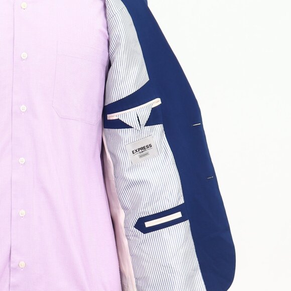 Express 40R Blue Blazer Sport Coat Jacket 2-Button Solid T370 - Picture 11 of 11